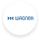 Wagner logo featuring blue and white circles of varying sizes