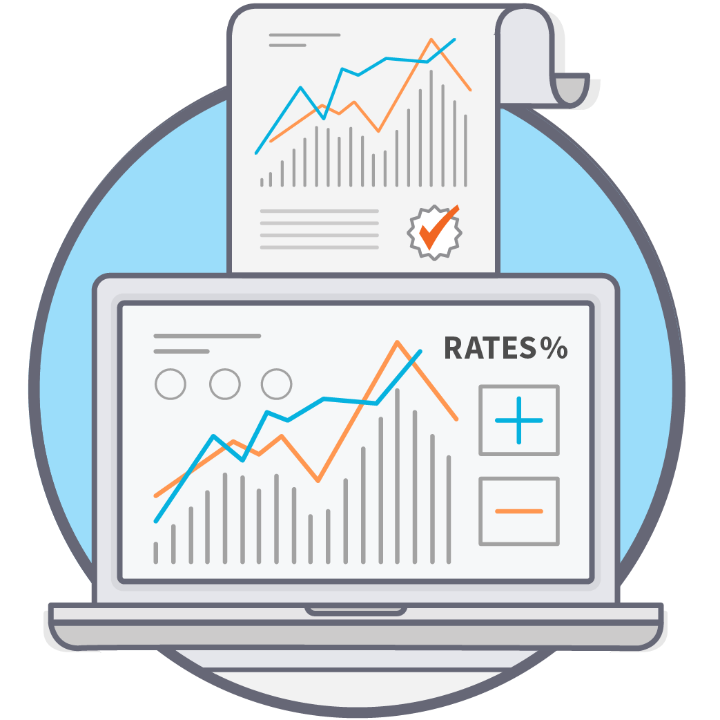 Apply Tax Rates illustration showing an accountant making calculations on a notepad