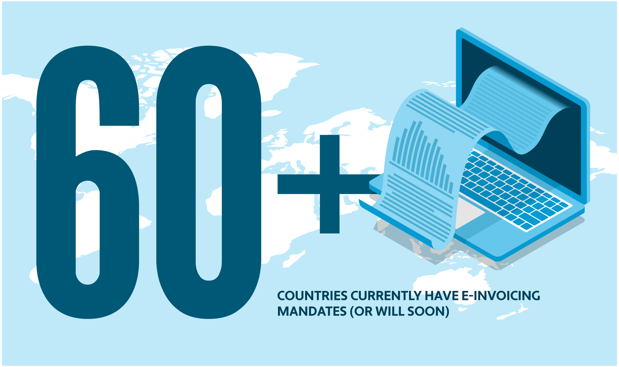 Graphic showing 60+ countries have or will soon have e-invoicing mandates 