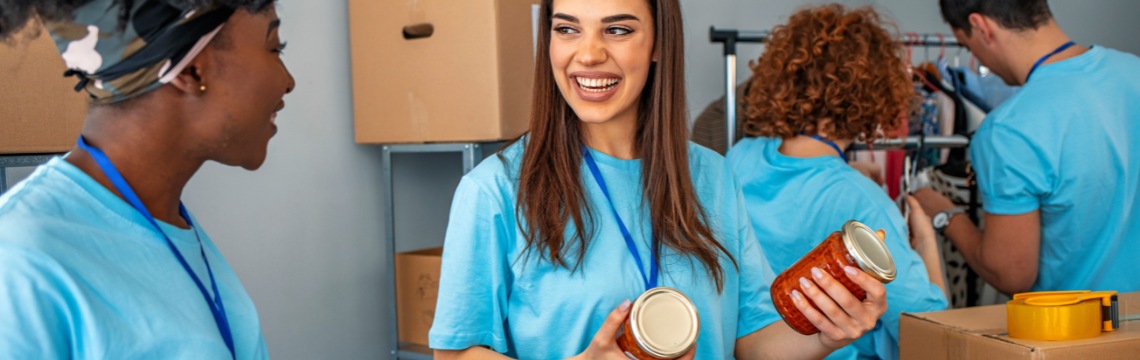 People at nonprofit food bank